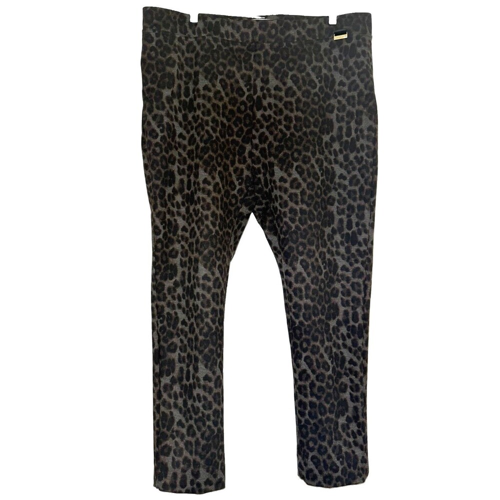 Calvin Klein XL Leopard Print Pull-On Skinny Ankle Pants Stretch